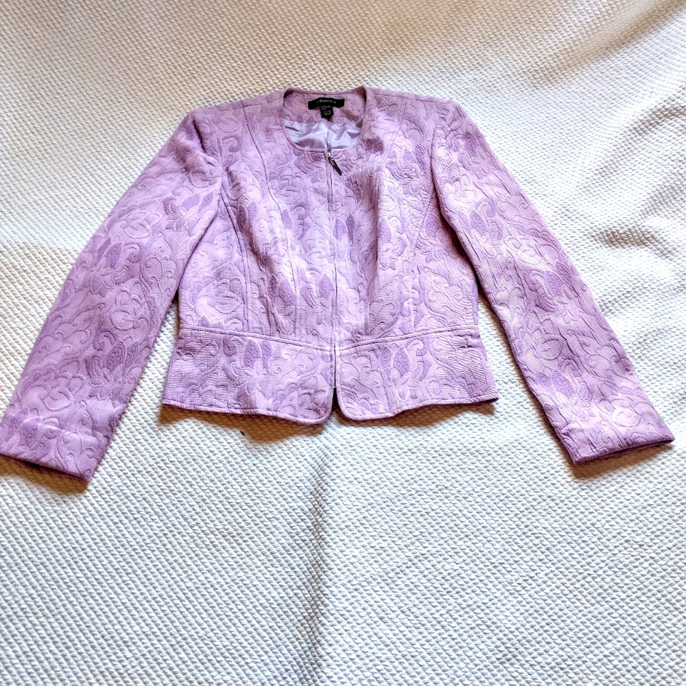 Louben Lavender Flower Embroidered Zip Jacket Sz 4